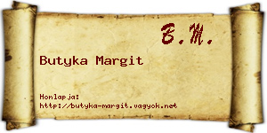 Butyka Margit névjegykártya